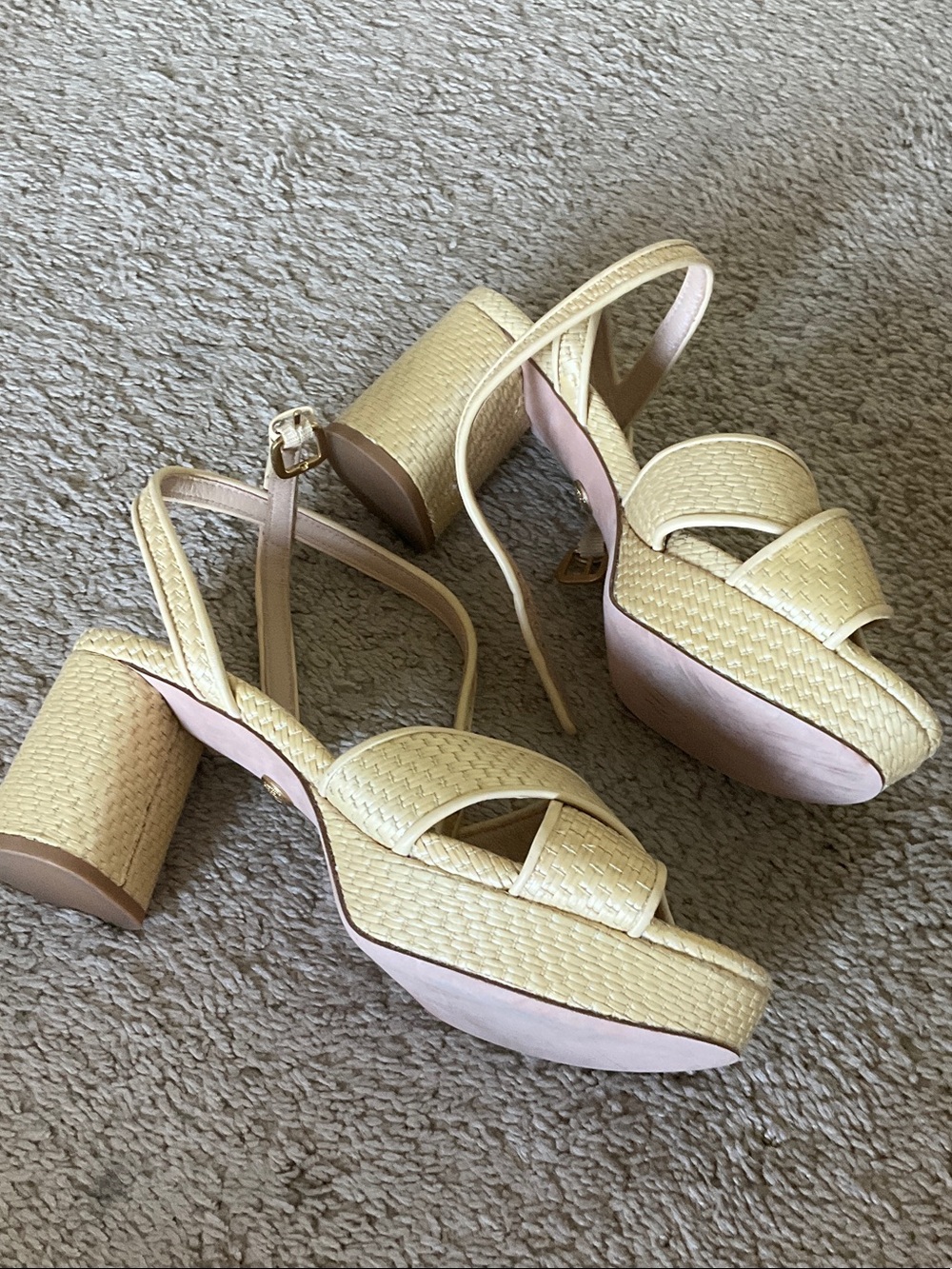 Veronica Beard Natural Raffia Platform Block Heel Sandal - Picture 3 of 8